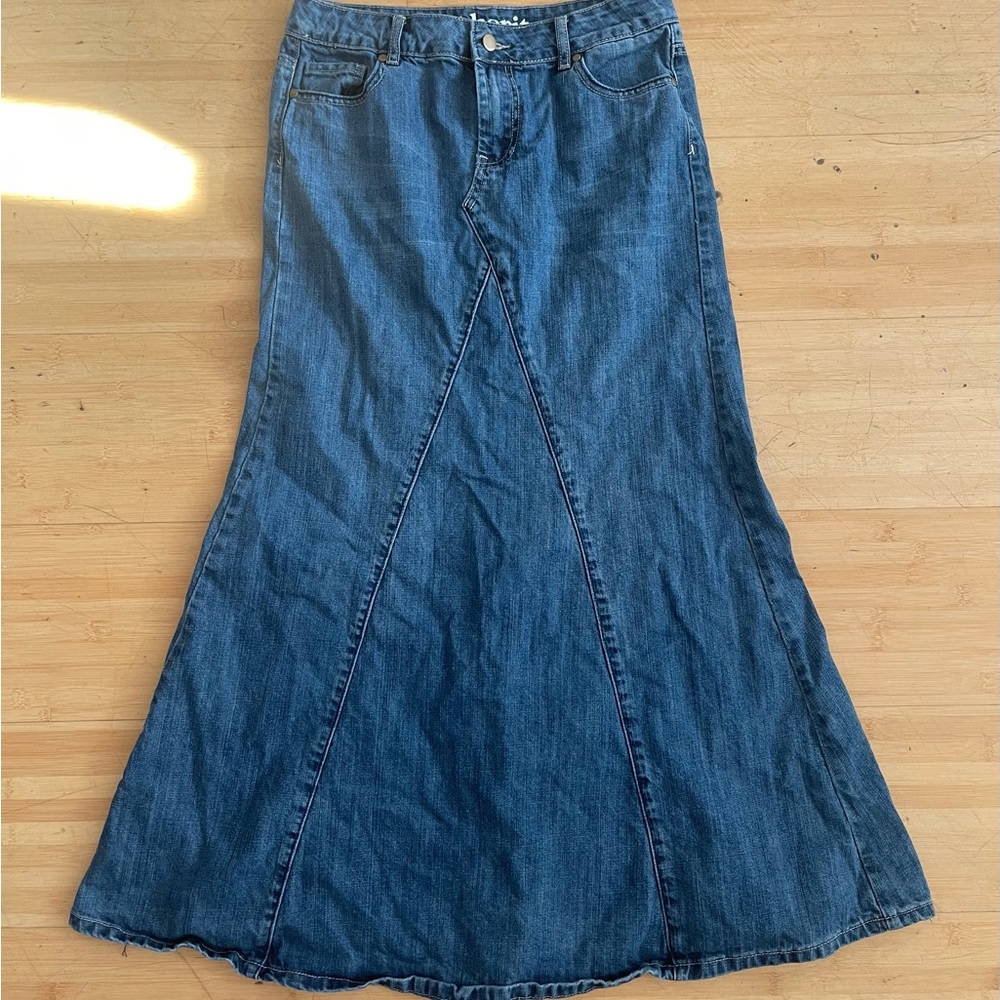 Women's Blue Denim Maxi Skirt